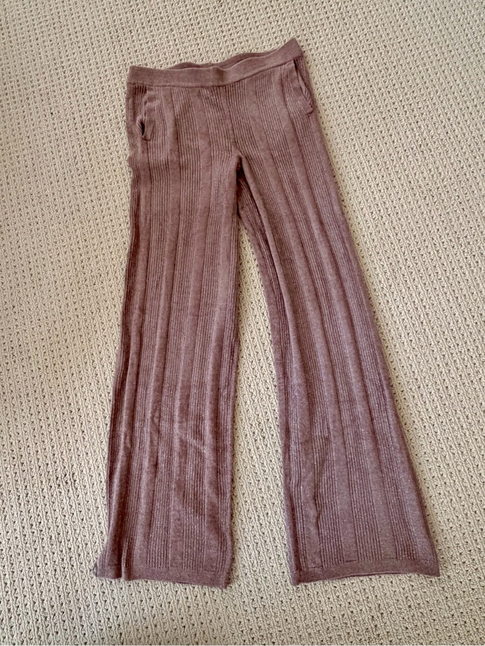 Barefoot Dreams Ribbed Knit Pants in Dusty Mauve